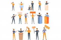 Agitation icons set, cartoon style Product Image 1