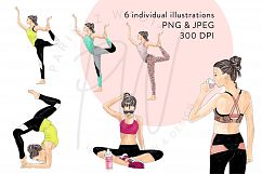 Yoga girls watercolour illustrated clipart Product Image 2
