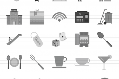 166 Restaurant &amp; Food Flat Greyscale Icons Product Image 2
