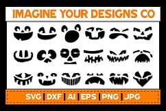 Jack-o-Lantern / Pumpkin Face Silhouette SVG Cut File Bundle Product Image 4