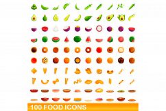 100 food icons set, cartoon style Product Image 1