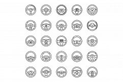 Part car steering wheel icons set, outline style Product Image 1