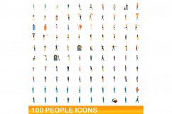 100 people icons set, cartoon style Product Image 1