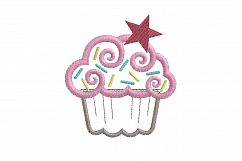 Star and Sprinkles Cupcake Applique Embroidery Design Product Image 9