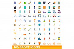 100 sport icons set, cartoon style Product Image 1