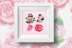 Pink roses PNG watercolor design set Product Image 6