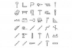 Work carpenter tools icons set, outline style Product Image 1