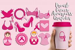 Wear Pink Ribbon, Breast Cancer Awareness Clipart Graphics Product Image 1