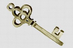 Watercolor vintage old keys PNG set   Product Image 7