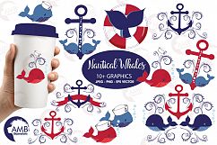 Nautical Whales clipart, graphics, illustrations AMB-926 Product Image 1