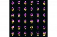 Ice cream icons set vector neon Product Image 1