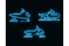 Snowmobile icons set vector neon Product Image 1
