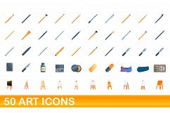 50 art icons set, cartoon style Product Image 1
