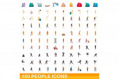 100 people icons set, cartoon style Product Image 1