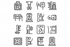 Mammography machine icons set, outline style Product Image 1