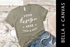 Heather Stone T-Shirt Mockup Bella Canvas 3001 Ladies Shirt Product Image 1