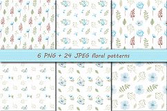 Turquoise flowers. Watercolor. Product Image 5