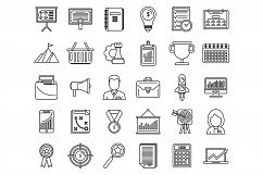 Business product manager icons set, outline style Product Image 1