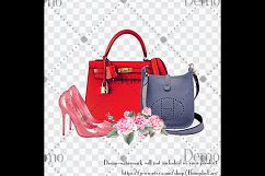 13 Painted Luxury Bags Clip Arts, Fashion and Peony Clip Art Product Image 4
