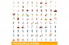 100 people icons set, cartoon style Product Image 1