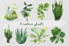 Watercolor Indoor Plants Clip Art Set Product Image 2