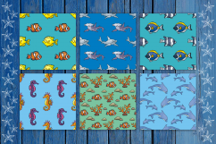 Sea Friends. Vector seamless patterns in doodle style Product Image 2
