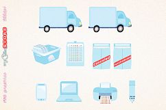 Collection of shipping and fast delivery icon graphics pink and blue. Track orders set for manage your shop, stickers, shop and blog graphics. Product Image 3