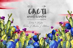Cacti watercolor PNG set Product Image 1