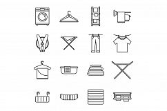 Tumble dryer machine icons set, outline style Product Image 1