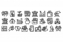 Deposit icons set, outline style Product Image 1