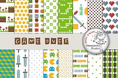 Pixel Arcade Games, digital paper, pacman clipart, tetris, pixel patterns, wrapping, scrapbook papers, games papers, planner stickers Product Image 1