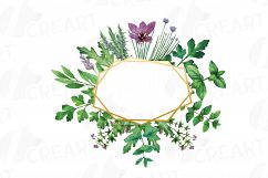 Herbs and Spices frames watercolor clip art pack, watercolor herb leaves borders. PNG, jpg, svg, vector illustrator &amp; corel files included Product Image 6