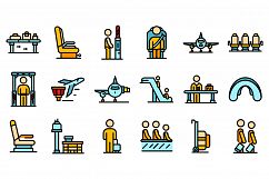 Airline passengers icons set vector flat Product Image 1