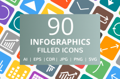 90 Infographics Filled Round Corner Icons Product Image 1