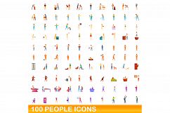 100 people icons set, cartoon style Product Image 1