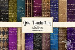 Gold Handwriting Digital Paper Product Image 1