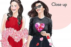Valentine girls fashion clipart Product Image 2