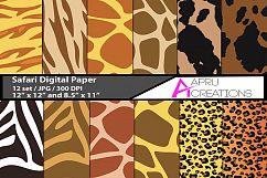 safari  digital papers, safari pattern, digital papers, high quality 300 dpi, 12 x 12 inch , and 8.5 x 11 inch Product Image 1