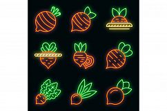 Beet icons set vector neon Product Image 1