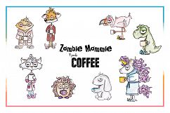 Coffee Clipart, Sublimation, Zombie, Mombie, PNG, Unicorn Product Image 2