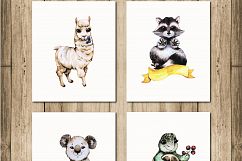 Baby animals. Cute watercolor zebra, hippo, lemur, tiger etc Product Image 4