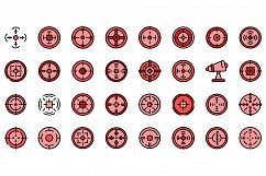 Telescopic sight icons set vector flat Product Image 1