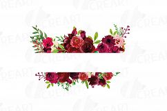 Watercolor Red and Burgundy Roses and leafs clip art pack Product Image 5