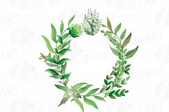 Wild leaves and flowers watercolor clip art pack Product Image 9
