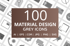 100 Material Design Flat Greyscale Icons Product Image 1