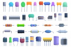 Capacitor icons set, cartoon style Product Image 1