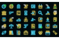Lawyer icons set vector neon Product Image 1
