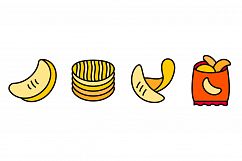 Chips potato icons set line color vector Product Image 1