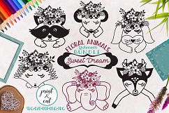 Floral animals Bundle cutting printable templates Product Image 1