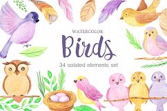 Watercolor Birds Set Product Image 1